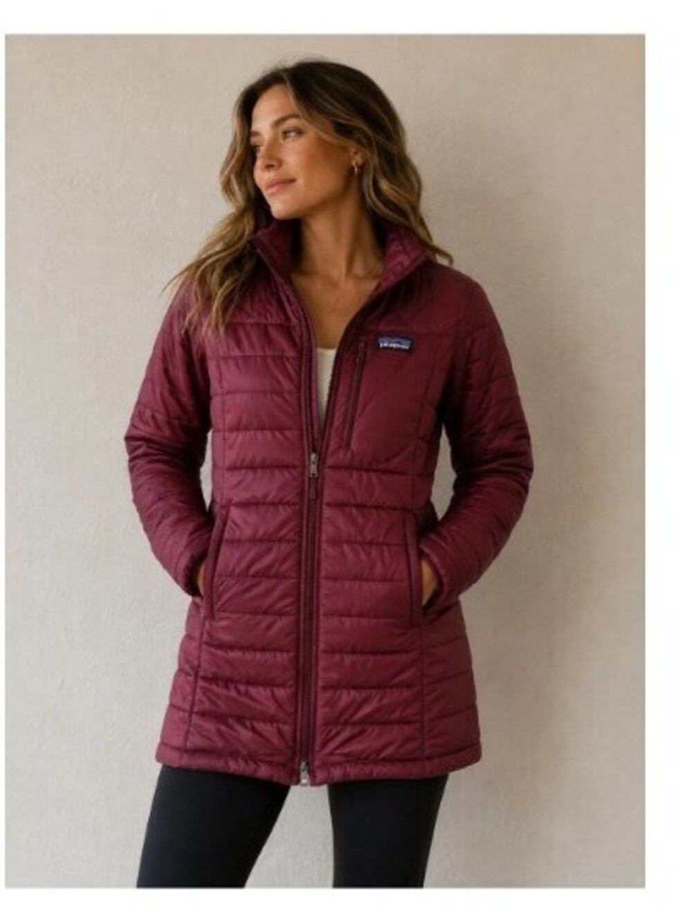 Patagonia Radalie Puffer long parka in maroon water repellent size Medium